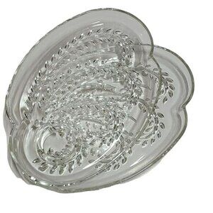Vintage Federal Glass Homestead Snack Set Plates Oval 2 Plates Glass Leaf Clear